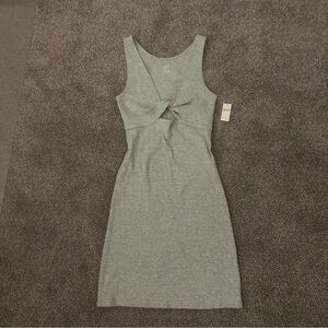 Aerie reversible rib knit dress light gray NWT